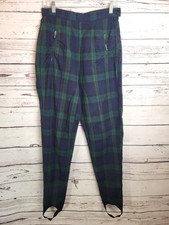 Vtg The Limited 90s Stirrup Pants Green Navy Blue Plaid Pockets Women's Size 10