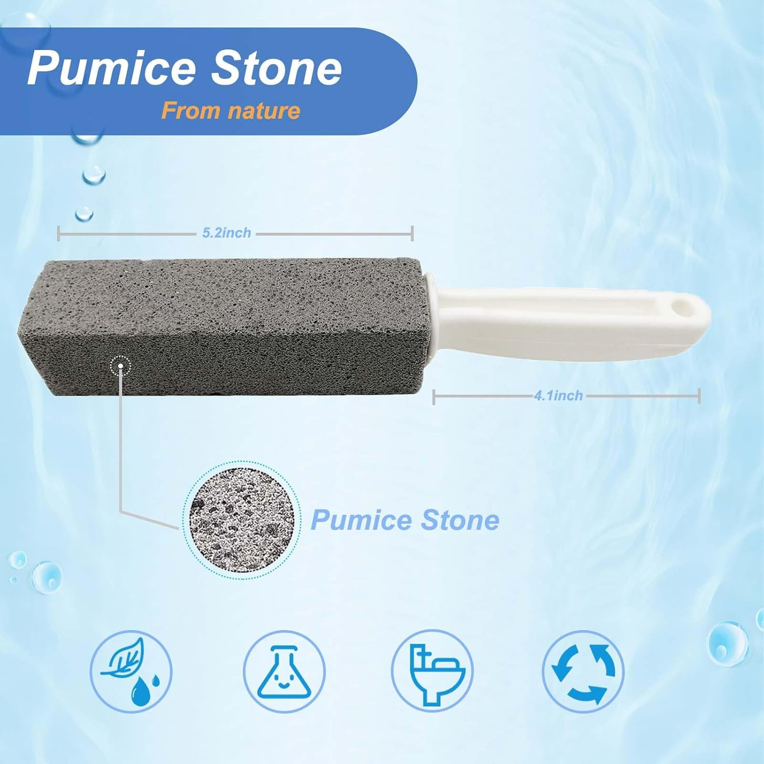 Pumice Cleaning Stone with Handle Pumice Stone for Toilet Bowl Household Cleanin