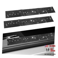 2PCS Car Door Edge Entry Guard, Bling Rhinestone Anti-Collision Adhesive Black