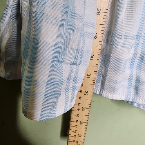 Princess Polly Tiered Mini Dress 6 Blue White Plaid Smocked Cottage Peasant Boho - Picture 7 of 8