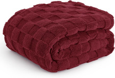 Gentlesoft Christmas Throw Blanket for Couch - Red Fall Checkered Fleece Red Bla