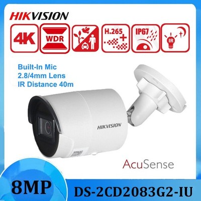 Hikvision 4K 8MP DS-2CD2083G2-IU IP Camera AcuSense PoE Mic Bullet Outdoor H265+