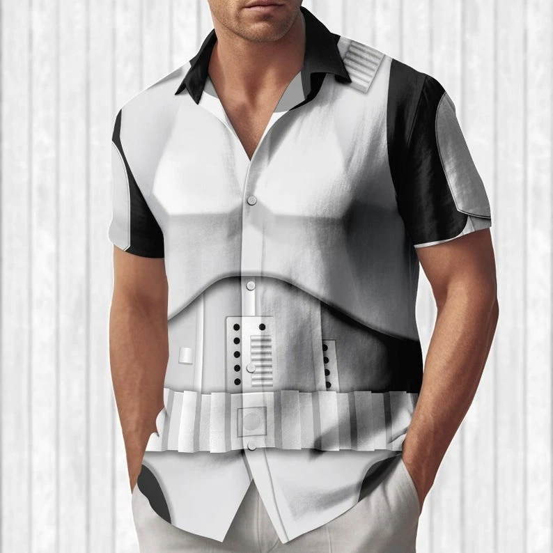 Stormtrooper Armor Cosplay Button Shirt, Star Wars Hawaiian Shirt Men
