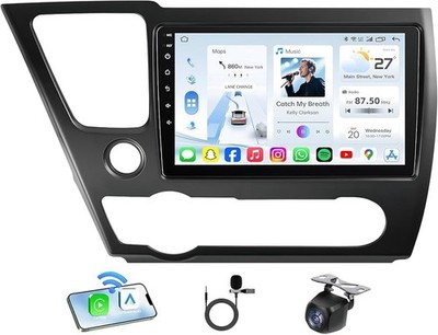 Fortdows 9in 2 DIN Android Car Stereo GPS WiFi CarPlay/Android Auto Civic