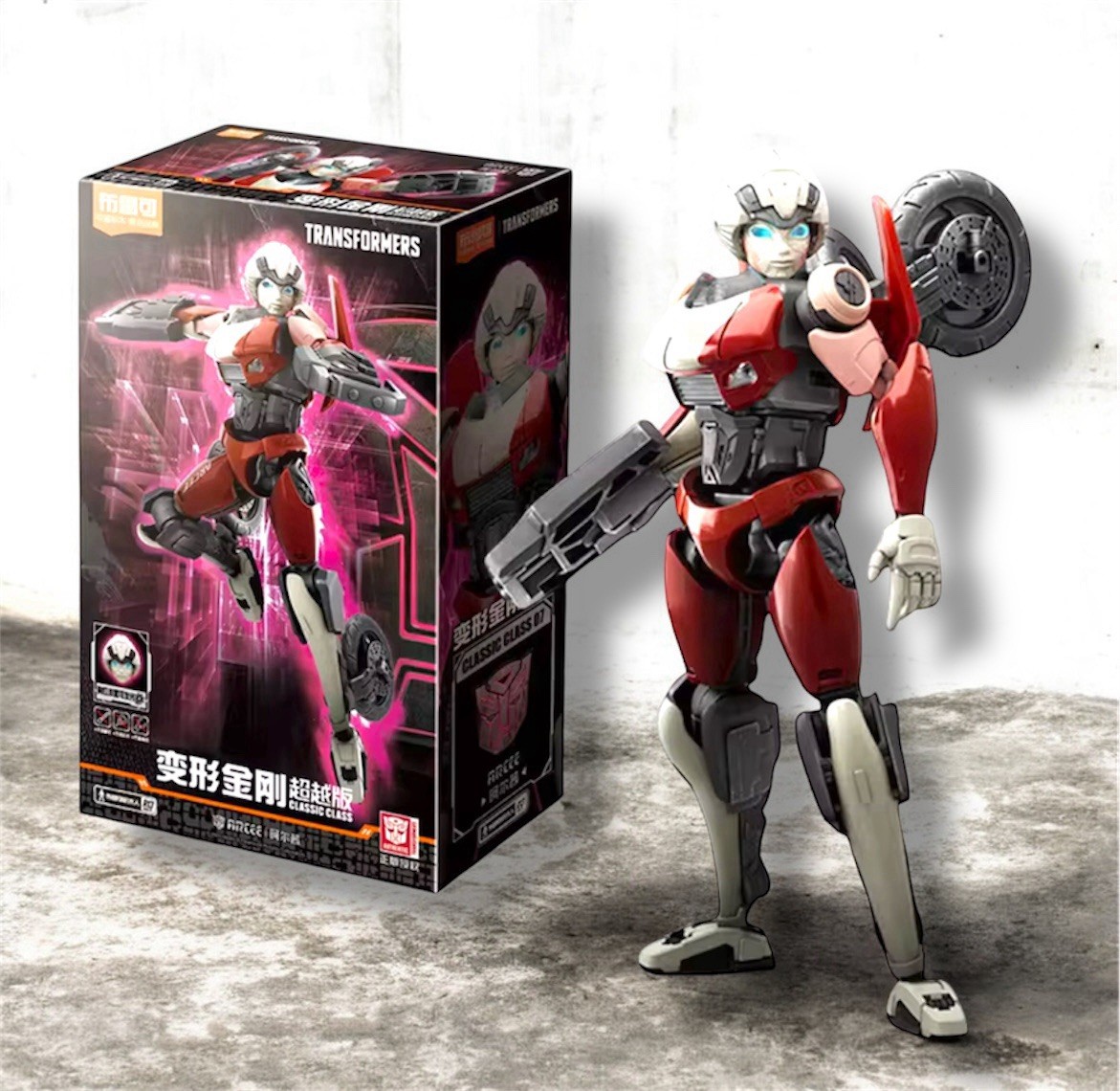 Figurine Arcee Transformers : kit de modèle à construire de 13 cm avec boîte de collection