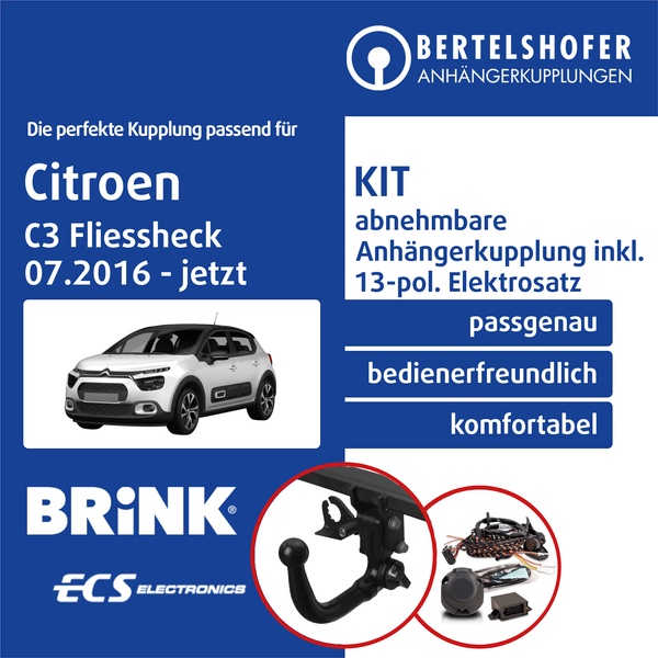FüR Citroen C3 Fliessheck III Typ SX 07.2016-Jetzt AHK Abn +13Pol Sp. E-Satz KPL-image
