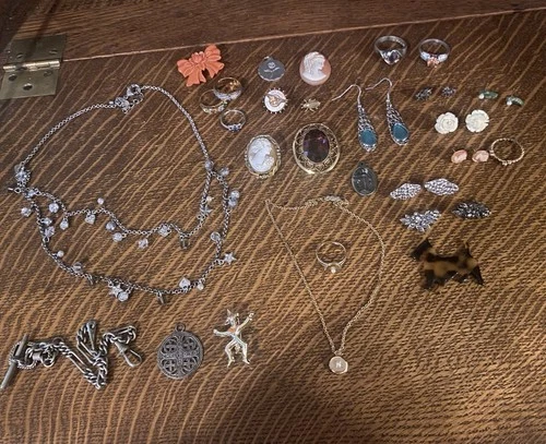 VINTAGE ESTATE LOT OF COSTUME JEWELRY  INCLUDES STERLING, & GOLD