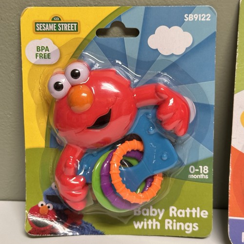 Sesame Street Beginnings Elmo Baby Rattle with Rings Set of 2, Pink ...