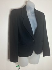 Jones New York 100 wool Black Single-Button Women's Blazer jacket size 6 90s