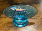Fenton Art Glass Blue Iridized Opalescent Oval Dealer Logo Display Sign Carnival