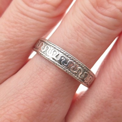 925 Sterling Silver Vintage Zig Zag Oxidized Band Ring Size 9