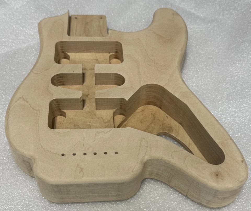 TRAVELER ELECTRIC GUITAR BODY - USES STRAT PICKGUARD - SOLID MAPLE - Image 3 of 4
