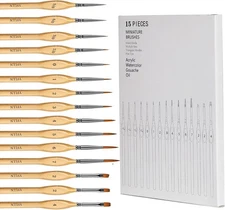 Miniature Paint Brushes, 15PCS Model Brushes Detail Paint Brush Set, Fine Detail
