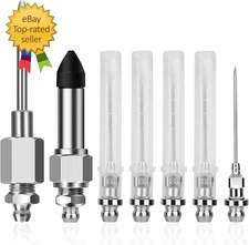 Grease Gun Needle Tip Kit 7 Pcs, 5Pc Grease Gun Needle Tip Mouth+ 1Pc Rubber Ada