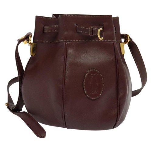 Cartier Must De Cartier Leather Burgundy Shoulder Bag