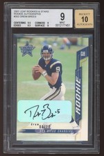 2001 Leaf Rookies & Stars Drew Brees #202 RC Rookie auto autograph BGS 9/10