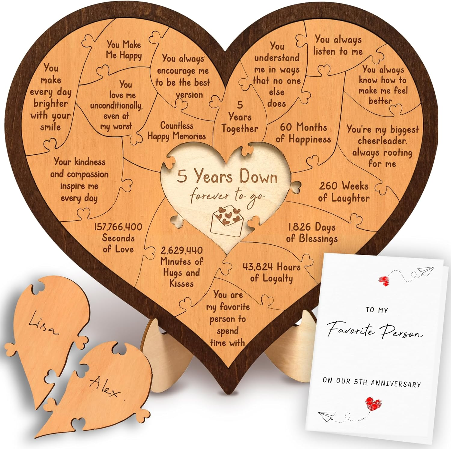 5 Year Anniversary Wood Gifts For Him Her - 5th Anniversary Marriage Gifts For W