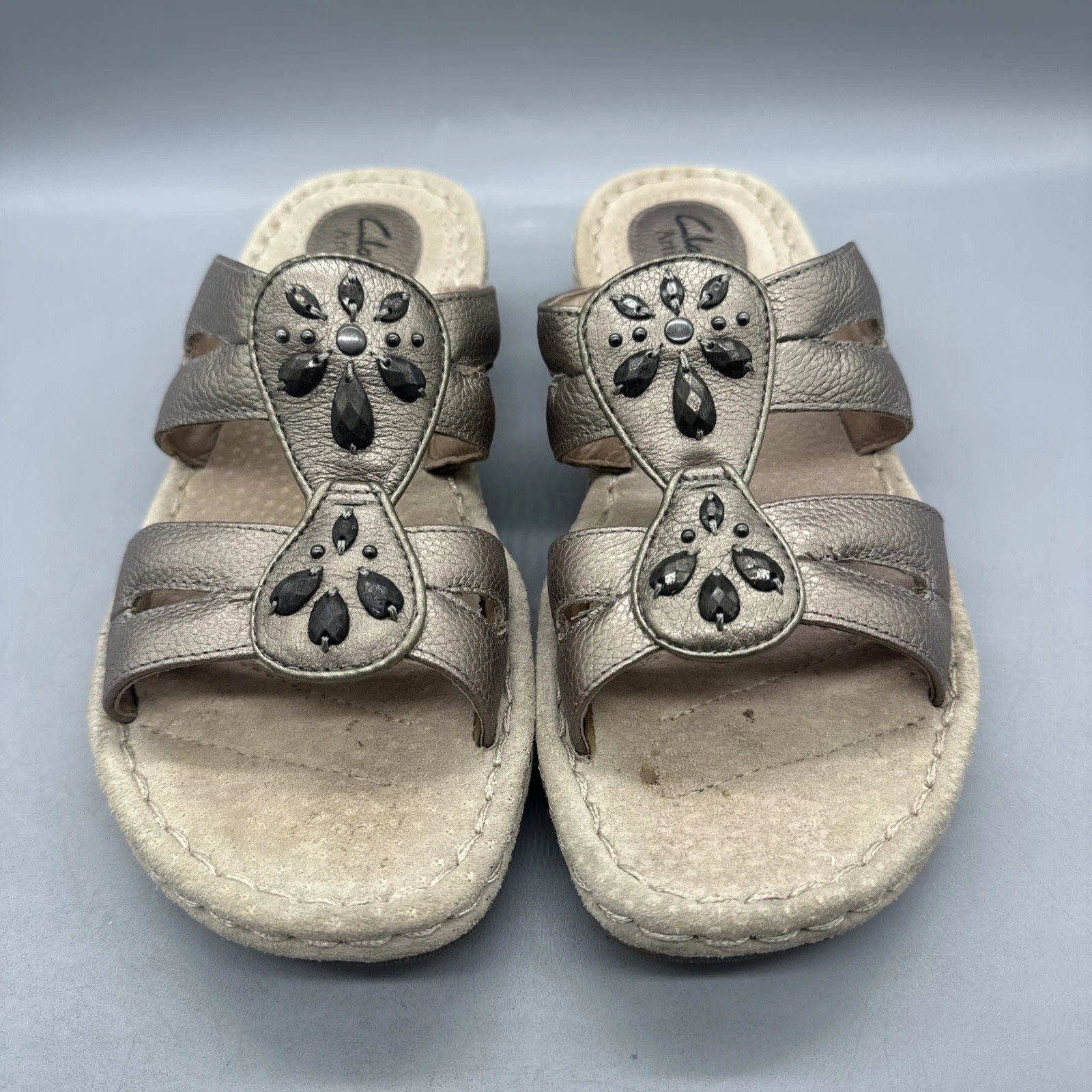 Sandali Clarks Artisan donna 8M pelle marrone zeppa ammortizzata punta aperta