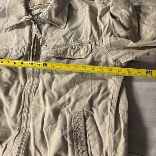 Eddie Bauer Men’s L Beige Cotton Canvas Full Zip Jacket Point Collar Short image 4