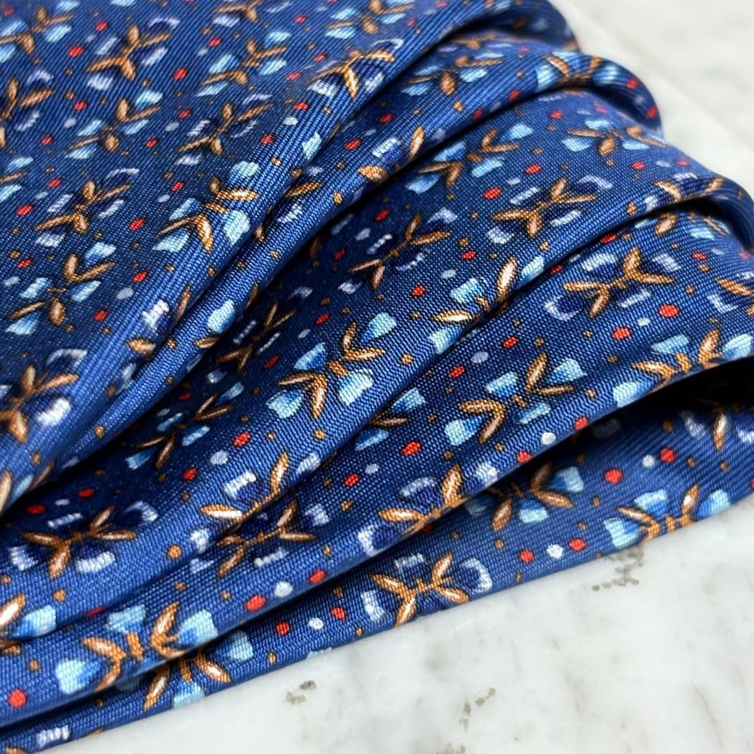 HERMES Tie Navy Pattern Dot Allover Pattern - image 4