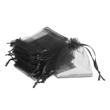 Organza Bags, 50 Pcs 3.54x2.8 Inch Drawstring Mini Pouches, Black