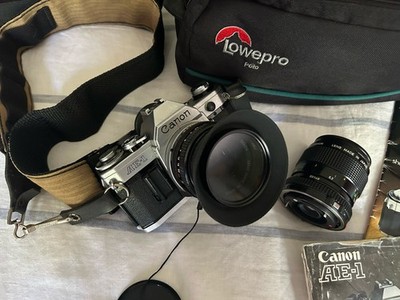 Canon AE-1 35mm SLR Film Camera W/ 50mm FD lens and hoya 55mm UV filter plus