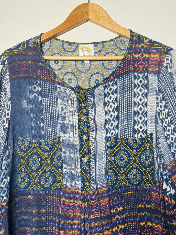 Top túnica semi transparente Anthropologie Fig & Flower talla XL boho ligero Foto 4 de 4