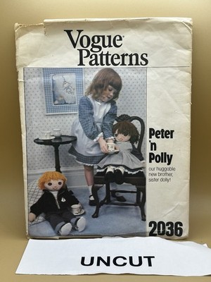 Vogue Pattern 2036 Peter 'n Polly Dolls Boy Girl Clothes Transfer 24'' UnCut