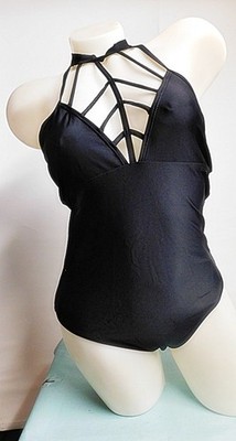 MISSGUIDED Neckholder Badeanzug Gr. 36 Schwarz Komplett Gefüttert