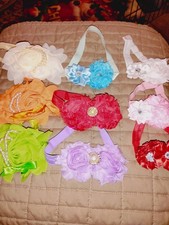 1 Lot of 9. Baby Toddler Headbands Elastic, decorated, different colors A2