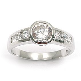 Bague Femme Dolly-Bijoux - Argent 925 Rhodié - Diamant Cz 6mm - Taille 58 - Neuf Avec étiquettes