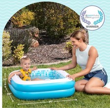Kiddie pool inflatable Blow Up Padded Floor Grip Handles Drain toddlers Ball Pit