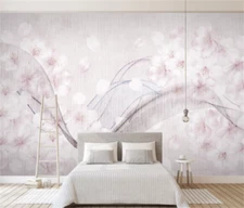 3D Fresh Pink Floral Self-adhesive Removeable Wallpaper Wall Mural