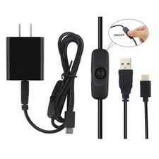1PCS USB-C Charger with ON/OFF Switch USB Power Cable for Raspberry Pi 4B