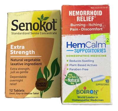 Senokot Extra Strength Vegetable Laxative 12 Tablets Hemcalm 10 Suppositories
