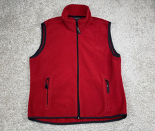 WOOLRICH Women Fleece Vest Gilet Size Large Polyester Full Zip Pockets Red