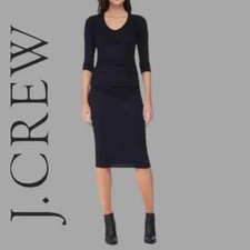J. Crew Ribbed Henley Scoop Neck Black Sweater Dress S