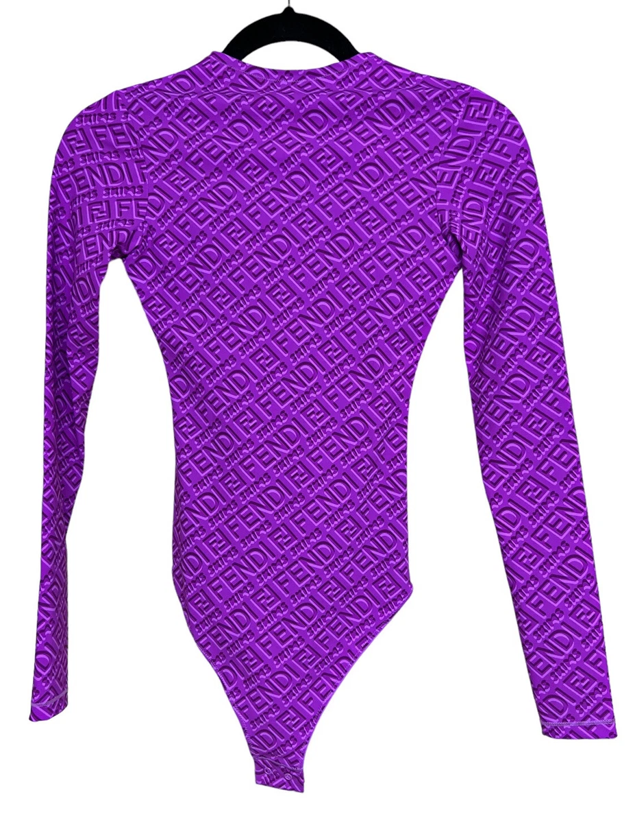 Fendi x Skims Mock Neck Long Sleeve Bodysuit Colorado Purple Women’s Size XS