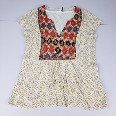 Anthropologie Akemi & Kin Blouse Women's Small Geographic Stitch Design Knit Top