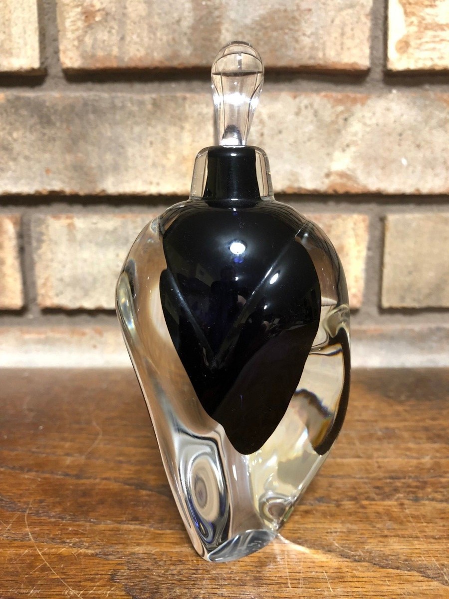 SIGNED JONATHAN WINFISKY 2001 ART GLASS OVERLAY COBALT PERFUME