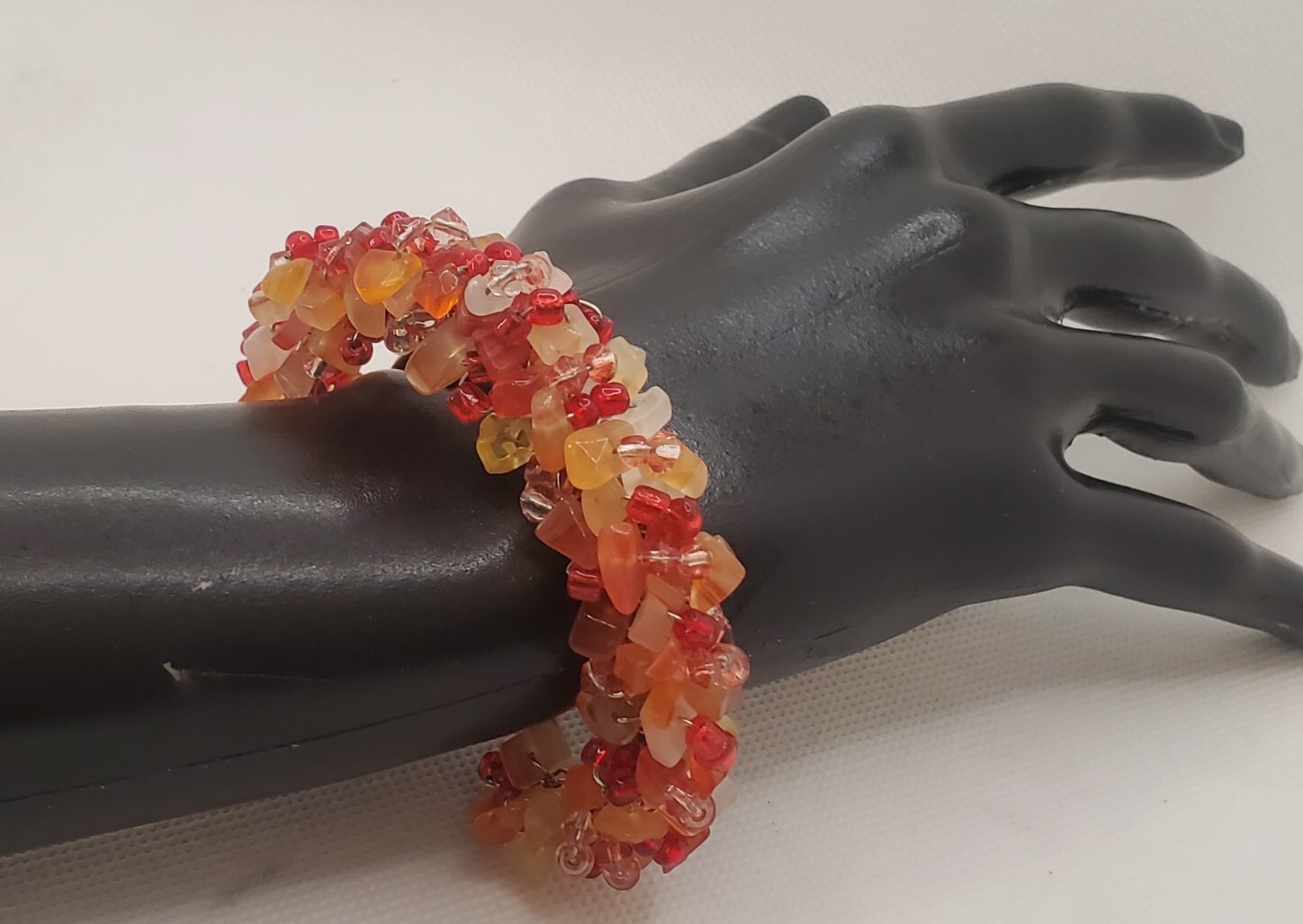 Handmade CARNELIAN Genstone Wire Cuff Bracelet Ad… - image 1