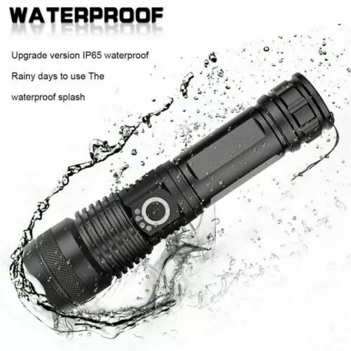 XHP50 Flashlight Zoom LED Rechargeable Lamp 900000 Lumens Torch Built-in Battery - Picture 5 of 9