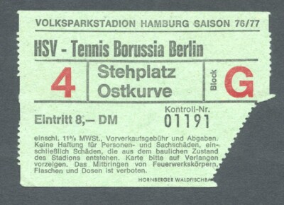 1976/77 --- Hamburger SV - Tennis Borussia Berlin --- Bundesliga Ticket
