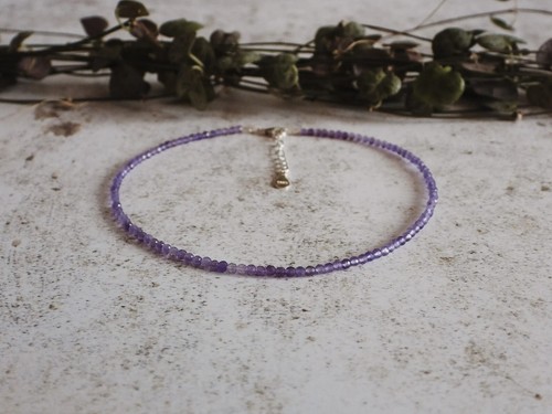 2mm Genuine Amethyst Beaded Healing Water Resistant Crystal Boho Anklet Women