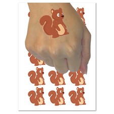 Sitting Squirrel Cartoon Critter Temporary Tattoo Water Resistant Body Art Set
