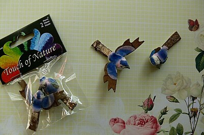 Mini BLUE JAY Bird x 2pk 1Flight -3mmHigh x 40mmLong x15&55mmWideTouch of Nature
