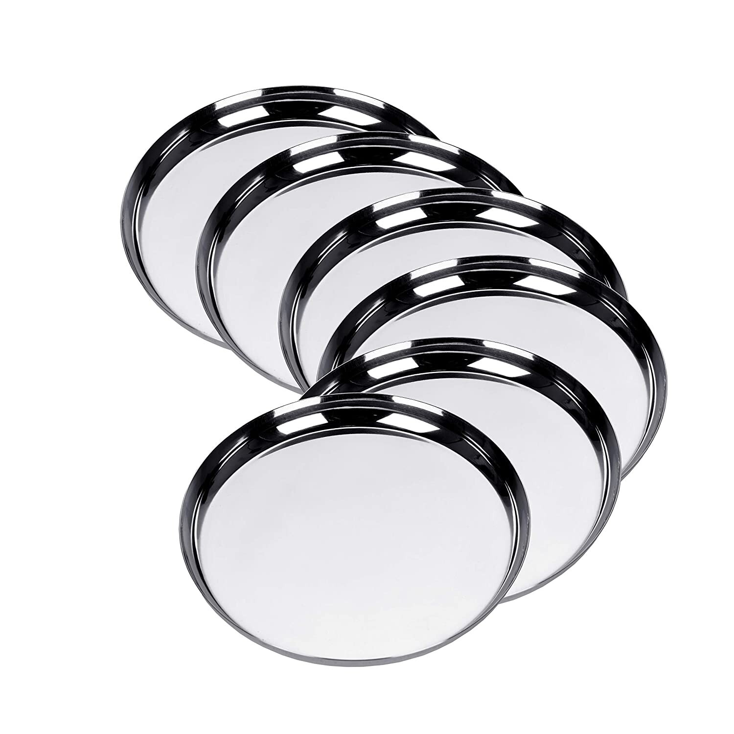 Stainless Steel Heavy Gauge Snack Plates Set With Mirror Finish Pack of