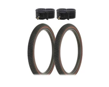 PAIR OF BLACK/RED PIN LINE BMX ALTALINE TIRE 20" X 1.95 SEMISLICK BICYCLE W/TUBE