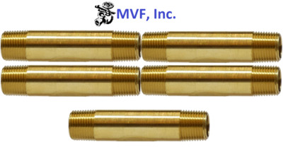 Pipe Nipple 1/4'' X 2'' Sch 40 Seamless Yellow Brass NPT TBE (5-Pack) 28145(x5)