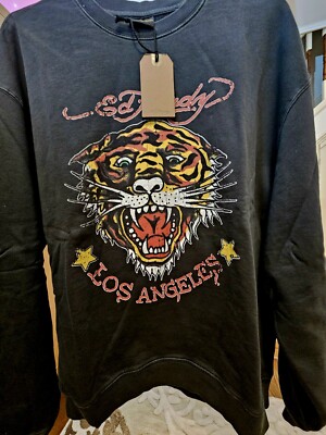 Unisex Tiger-Vintage-Roar Graphic Relaxed Crew Neck Sweatshirt - Schwarz